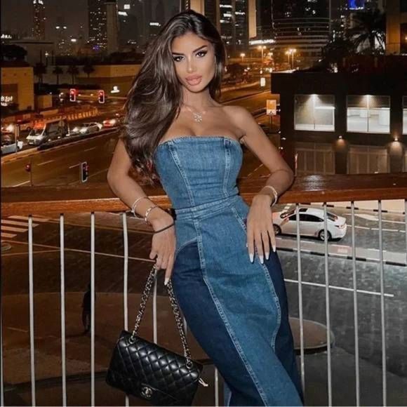 Zara Dresses & Skirts - ZARA DENIM PATCHWORK MIDI DRESS DENIM NWT